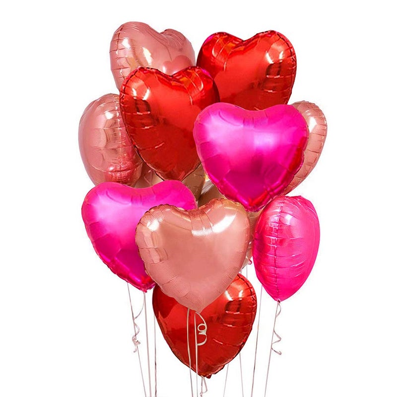 YGBMDZ Upgraded Rose Gold and Red Balloons - Pack of 15 - Heart Shaped Foil Balloons for Valentines Day Wedding Birthday Bridal Shower Baby Shower Decorations - Image 1